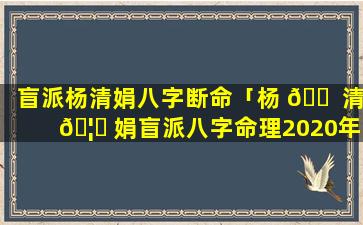 盲派杨清娟八字断命「杨 🐠 清 🦈 娟盲派八字命理2020年最新婚姻看法」